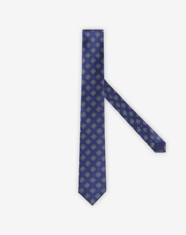 J6HDZ389 μπλε άνδρες αξεσουάρ Corneliani τσεκάρετε σχέδιο τυπωμένη γραβάτα