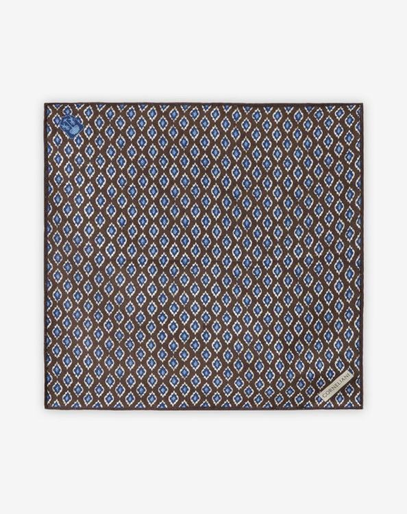 J6HDZ393 σκούρο καφέ και μπλε άνδρες αξεσουάρ Corneliani μεταξωτό τετράγωνο τσέπης