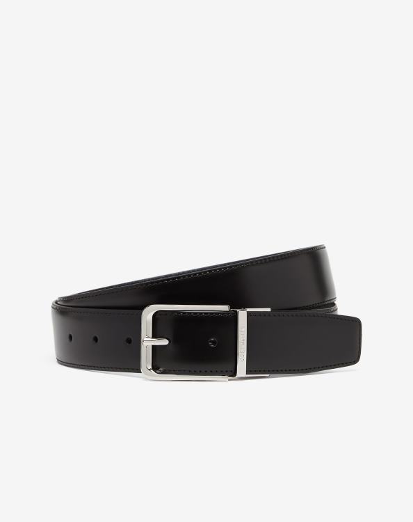 J6HDZ383 μαύρος άνδρες αξεσουάρ Corneliani Δερμάτινη ζώνη με στάμπα αλκής