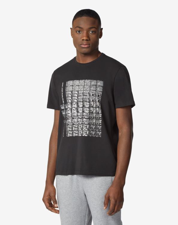 J6HDZ288 μαύρος άνδρες είδη ένδυσης Corneliani βαμβακερό μπλουζάκι με στάμπα