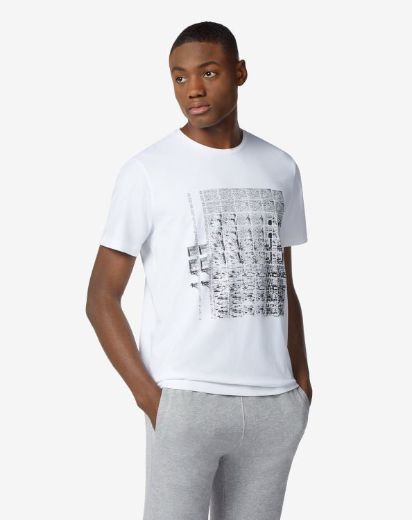 J6HDZ290 άσπρο άνδρες είδη ένδυσης Corneliani βαμβακερό μπλουζάκι με στάμπα