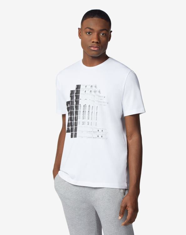 J6HDZ291 άσπρο άνδρες είδη ένδυσης Corneliani βαμβακερό μπλουζάκι με στάμπα