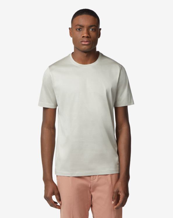 J6HDZ296 ανοιχτό γκρι άνδρες είδη ένδυσης Corneliani ανοιχτό γκρι βαμβακερό μπλουζάκι με λαιμόκοψη