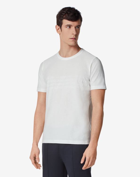 J6HDZ300 άσπρο άνδρες είδη ένδυσης Corneliani Βαμβακερό μπλουζάκι με λογότυπο