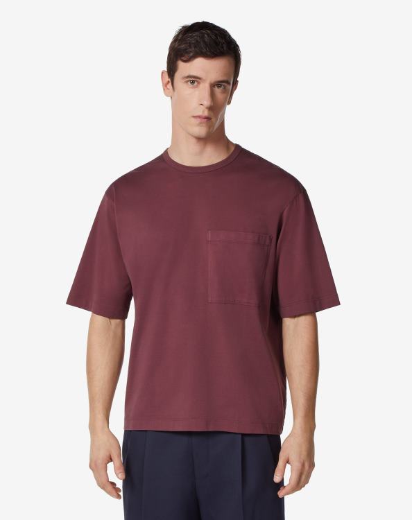 J6HDZ303 μπορντό άνδρες είδη ένδυσης Corneliani T-shirt από οργανικό βαμβάκι