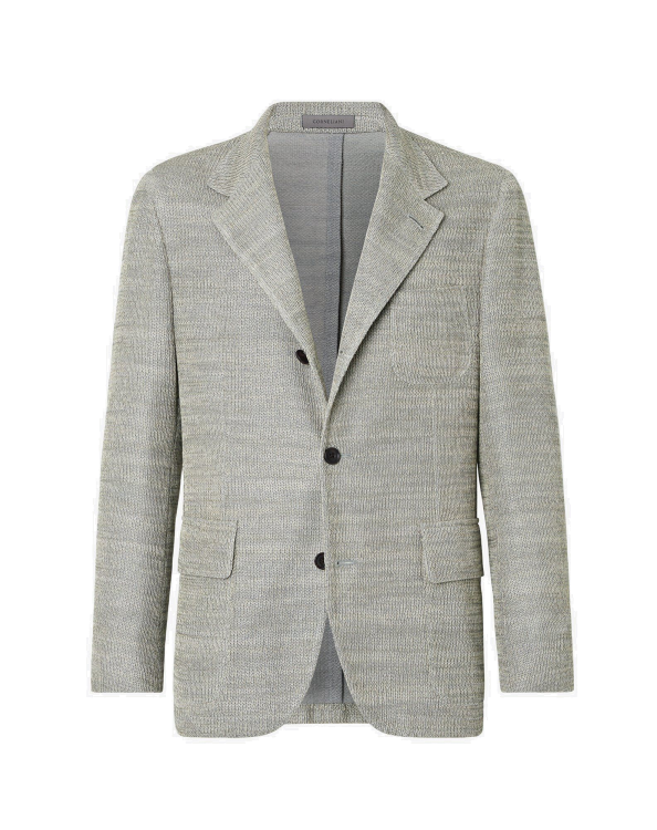 J6HDZ64 ανοιχτό γκρι άνδρες είδη ένδυσης Corneliani ανοιχτό γκρι βαμβακερό ζέρσεϊ σακάκι με δύο κουμπιά