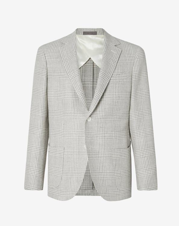 J6HDZ65 γκρί άνδρες είδη ένδυσης Corneliani μάλλινο και λινό σακάκι με δύο κουμπιά