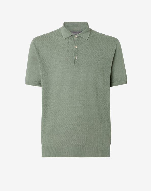 J6HDZ262 πράσινος άνδρες είδη ένδυσης Corneliani λινό κοντομάνικο πόλο