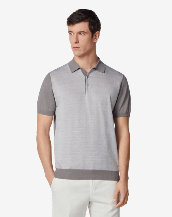 J6HDZ272 γκρί άνδρες είδη ένδυσης Corneliani εξαιρετικά ελαφρύ βαμβακερό πόλο με φερμουάρ