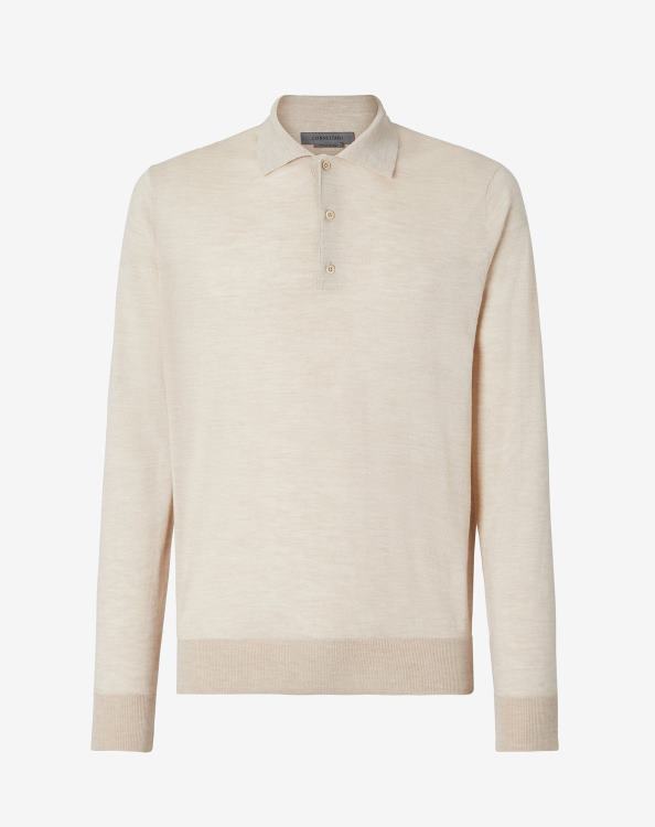 J6HDZ277 μπεζ άνδρες είδη ένδυσης Corneliani εξαιρετικά ελαφρύ μπλουζάκι πόλο από μείγμα βαμβακιού