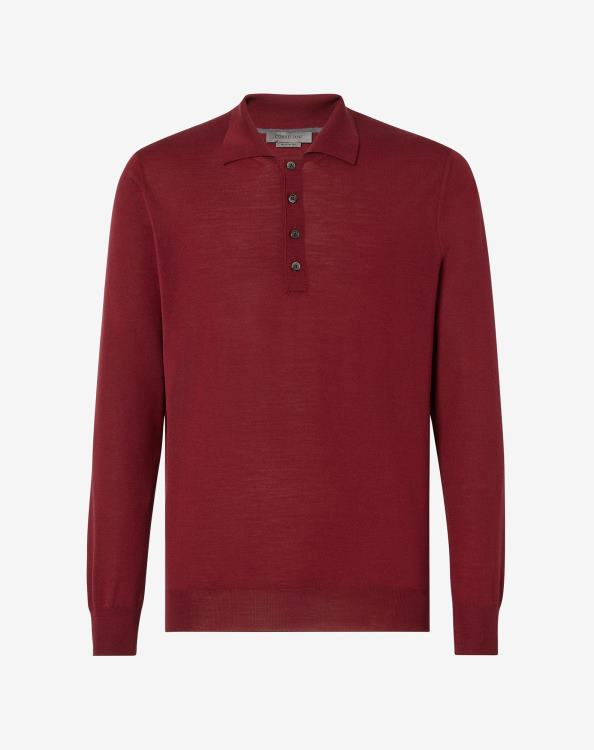 J6HDZ279 το κόκκινο άνδρες είδη ένδυσης Corneliani μακρυμάνικο πουκάμισο πόλο με εξαιρετικά λεπτά κουμπιά