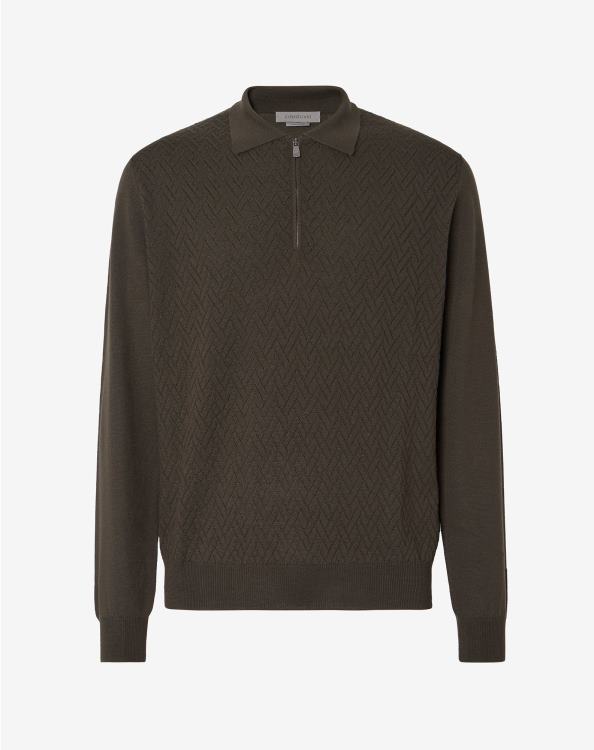 J6HDZ281 πράσινος άνδρες είδη ένδυσης Corneliani μαλλί μερίνο πόλο με υπερυψωμένη ραφή