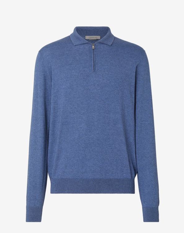 J6HDZ282 απαλό μπλε άνδρες είδη ένδυσης Corneliani βαμβακερό κασμίρ και μεταξωτό πόλο