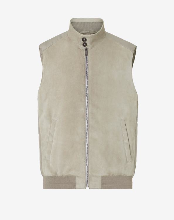 J6HDZ102 μπεζ άνδρες είδη ένδυσης Corneliani δερμάτινο βαμβακερό γιλέκο με καπιτονέ επένδυση