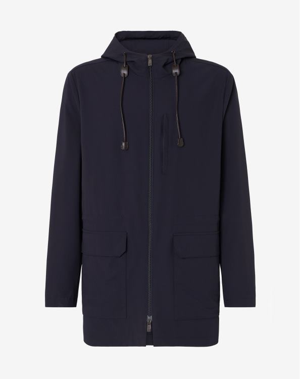 J6HDZ92 ναυτικό μπλε άνδρες είδη ένδυσης Corneliani techwool υφασμάτινο παρκά με κουκούλα