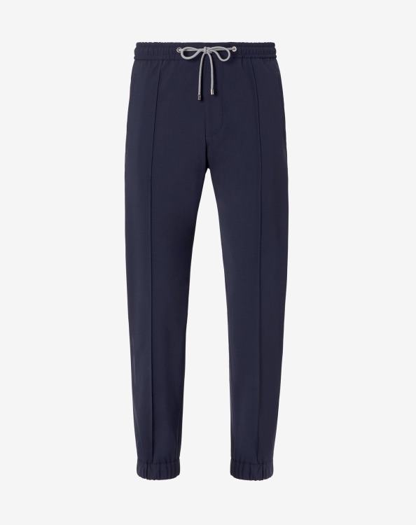 J6HDZ343 ναυτικό μπλε άνδρες είδη ένδυσης Corneliani ένα μάλλινο παντελόνι jogger με πιέτες