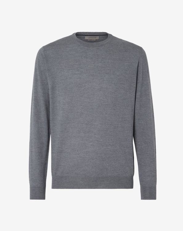 J6HDZ114 μελανζέ γκρι άνδρες είδη ένδυσης Corneliani Λαιμόκοψη από μαλλί μερινό 18 γρ