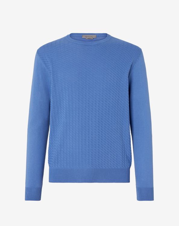 J6HDZ115 μπλε άνδρες είδη ένδυσης Corneliani Βαμβακερό πουλόβερ pima με λαιμόκοψη