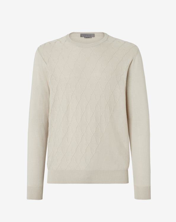 J6HDZ124 μπεζ άνδρες είδη ένδυσης Corneliani πουλόβερ με λαιμόκοψη από βαμβάκι και μετάξι