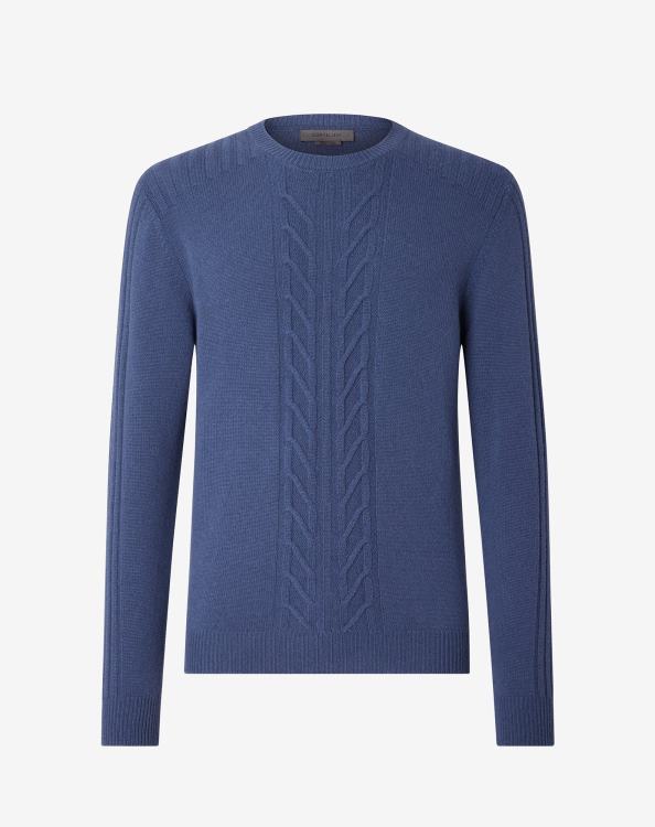 J6HDZ132 μπλε άνδρες είδη ένδυσης Corneliani πουλόβερ με λαιμόκοψη με λαιμόκοψη από μαλλί και κασμίρ