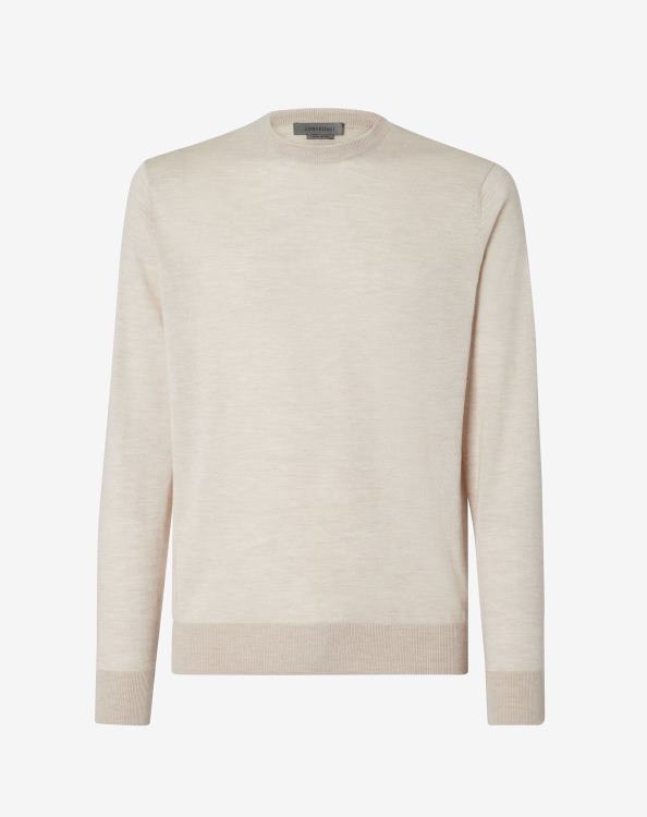 J6HDZ138 μπεζ άνδρες είδη ένδυσης Corneliani εξαιρετικά ελαφρύ βαμβακερό και μεταξωτό πουλόβερ