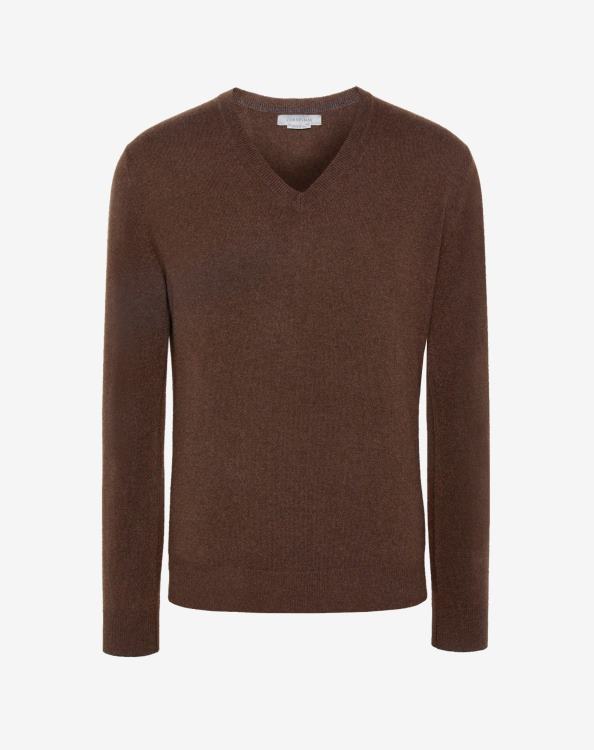 J6HDZ139 καφέ άνδρες είδη ένδυσης Corneliani πουλόβερ με λαιμόκοψη από κασμίρ