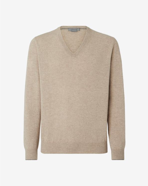 J6HDZ145 μπεζ άνδρες είδη ένδυσης Corneliani καθαρό κασμίρ v λαιμό