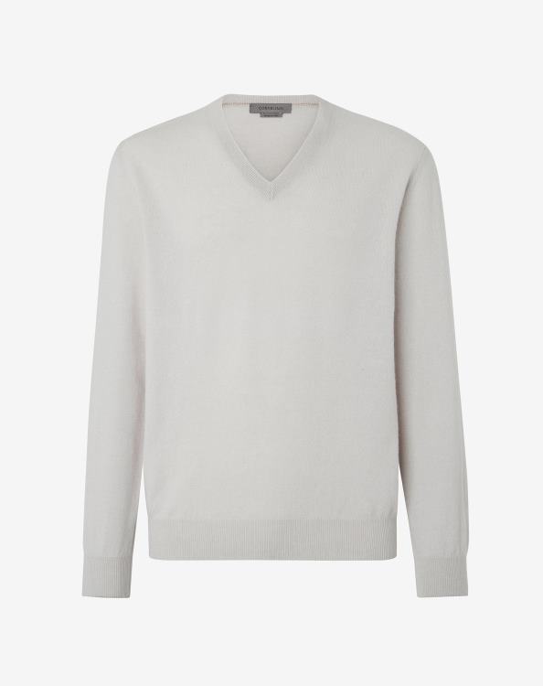 J6HDZ146 λευκή κιμωλία άνδρες είδη ένδυσης Corneliani καθαρό κασμίρ v λαιμό