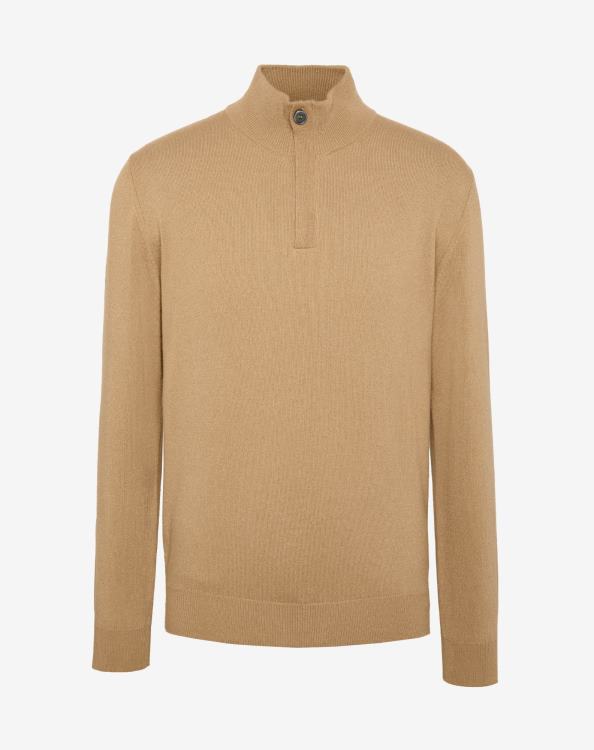 J6HDZ159 μπεζ άνδρες είδη ένδυσης Corneliani Πουλόβερ με ψηλό λαιμό κασμίρ με φερμουάρ