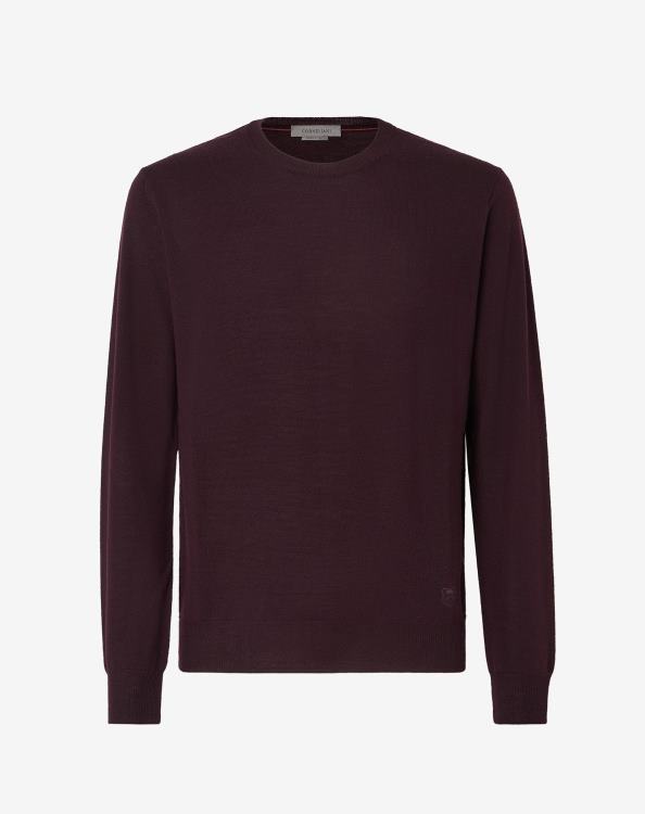 J6HDZ168 Βουργουνδία άνδρες είδη ένδυσης Corneliani πουλόβερ με λαιμόκοψη από μαλλί μερίνο