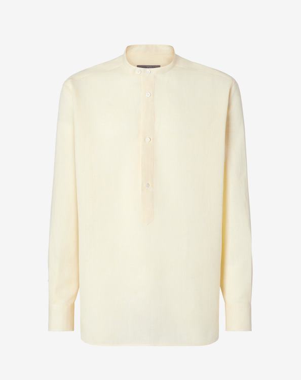 J6HDZ213 μουστάρδα άνδρες είδη ένδυσης Corneliani λινό πουκάμισο chambray