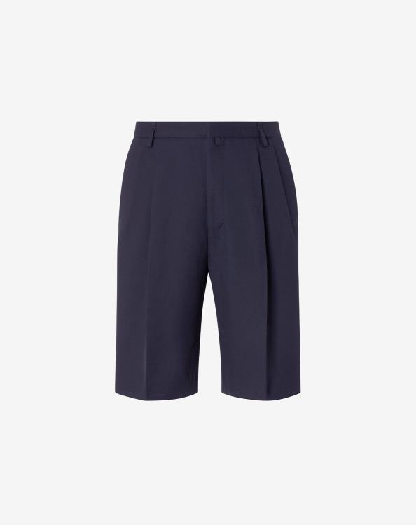 J6HDZ338 ναυτικό μπλε άνδρες είδη ένδυσης Corneliani σορτς από καθαρό μάλλινο δύο πιέτες