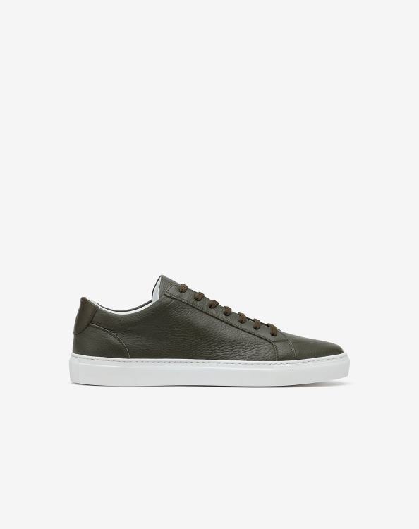 J6HDZ407 πράσινος άνδρες παπούτσια Corneliani sneakers με σόλα latex από δέρμα ελαφιού