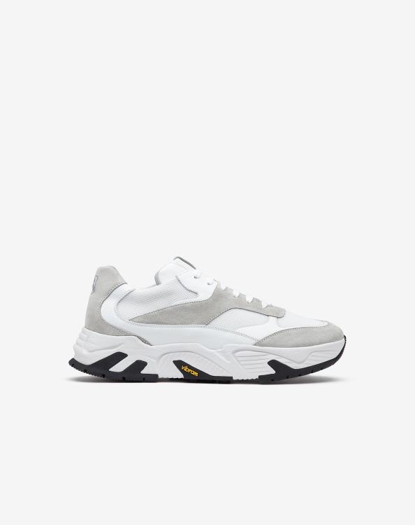 J6HDZ414 γκρί άνδρες παπούτσια Corneliani δερμάτινα sneakers με τεχνικό ύφασμα